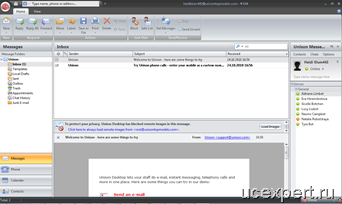 unison desktop. messages