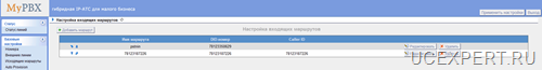 Yeastar MyPBX  Меню Входящие Маршруты