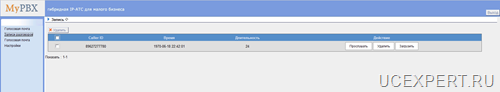Yeastar MyPBX  Веб интрфейс пользователя Голосовая почта