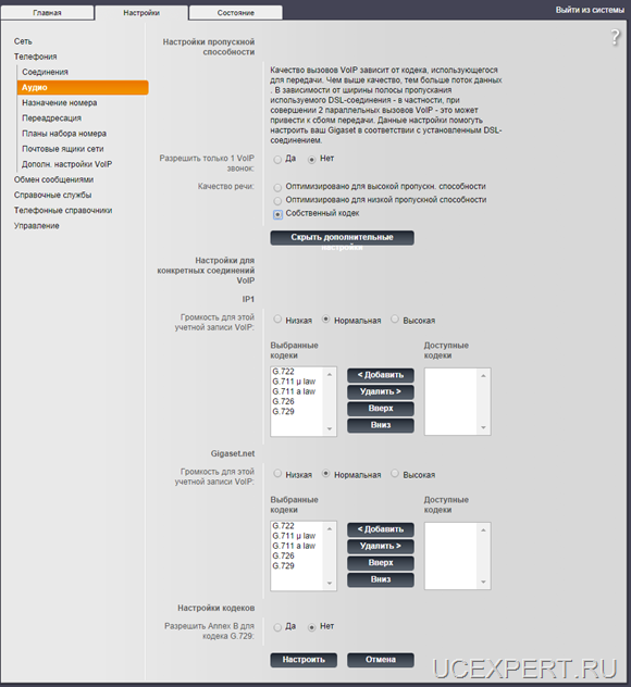 Siemens Gigaset A510IP. Веб-интерфейс