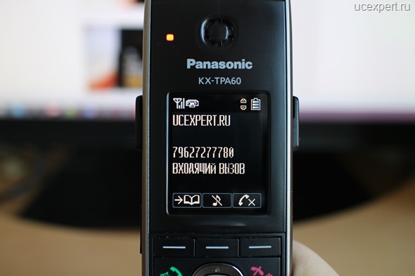 Рис. Входящий вызов. Экране Panasonic KX-TPA60.