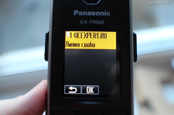 Рис. SIP-линия UCEXPERT.RU свобдодна. Экран Panasonic KX-TPA60